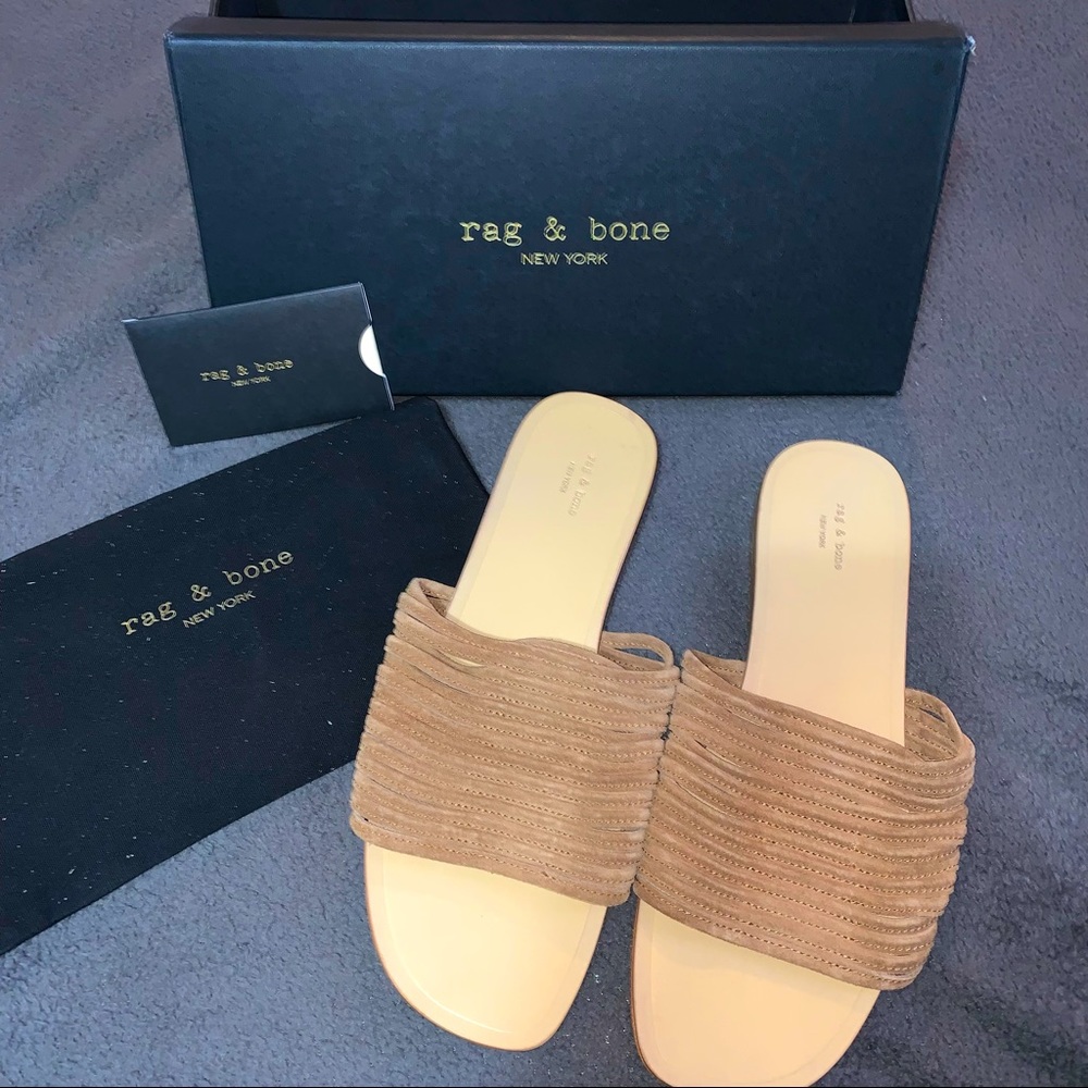 SOLD NIB rag & bone | Cameron Flat Slip On Suede Sandal - Picture 2 of 9